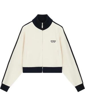 Guess Veste Zippée À Logo Brodé - White