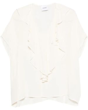Nude Ruffled Blouse - White