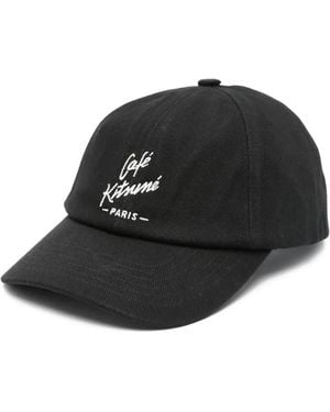 Maison Kitsuné Logo-Embroidered Cap - Black