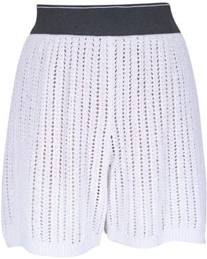 Brunello Cucinelli Openwork Cotton Shorts - Blue