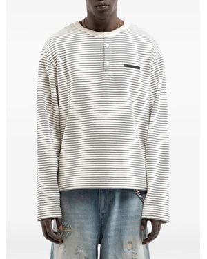RETERNITY Camicia Henley A Righe - Grigio