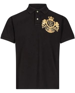 ERL Embroidered Crest Polo Shirt - Black