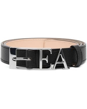 Emporio Armani ロゴ レザーベルト - ブラック