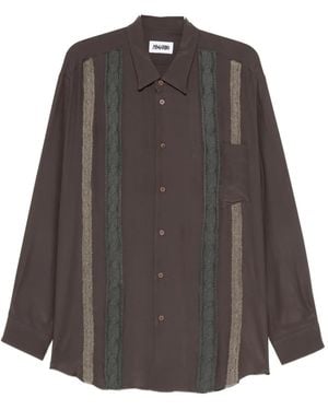 Magliano Cable-Knit Panel Shirt - Grey