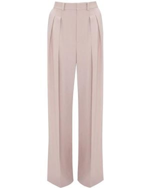 Victoria Beckham Double-Pleat Wide-Leg Trousers - Pink