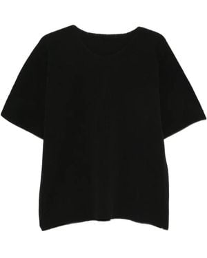 Homme Plissé Issey Miyake Round-Neck Short-Sleeve T-Shirt - Black