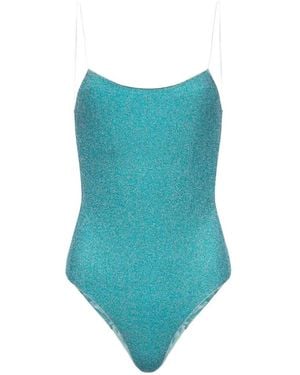 Oséree Lumiére Glitter-Effect Scoop-Back Swimsuit - Blue