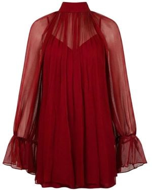 STAUD Roux Mini-Jurk Met Ruches - Rood
