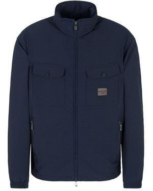 Emporio Armani Leichte Kapuzenjacke Mit Klappentaschen - Blau