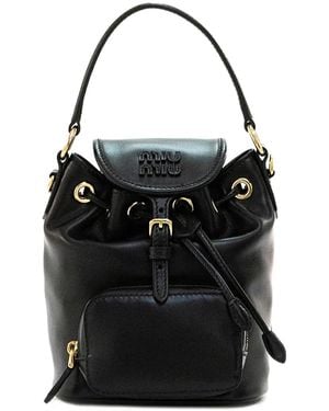 Miu Miu Mochila De Piel - Negro
