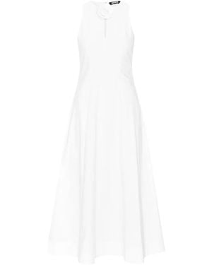 ROTATE BIRGER CHRISTENSEN Floral Appliqué Round Neck Dress - White