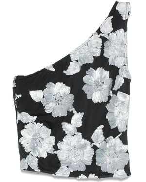 ROTATE BIRGER CHRISTENSEN Flower Mesh Top - Black