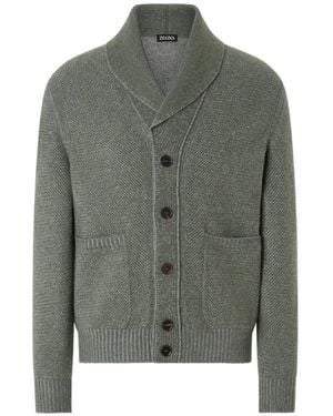 ZEGNA Light And Mélange Cashmere And Wool Jacket - Green