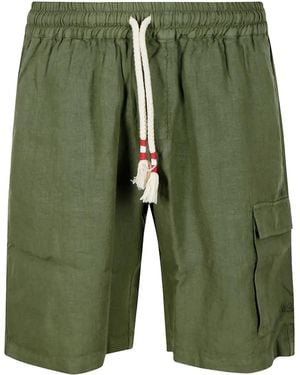 Mc2 Saint Barth Drawstring Linen Cargo Shorts - Green