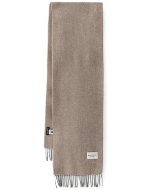 Marc O' Polo Waffle-Knit Fringed Wool Scarf - Brown