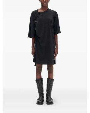 Ann Demeulemeester Strap-Detail Brushed-Jersey Dress - Black