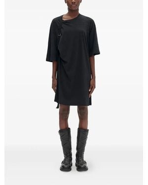 Ann Demeulemeester Gebürstetes Jerseykleid mit Riemendetail - Schwarz