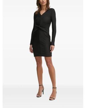DKNY Ribbed Knot-Detail Mini Dress - Black