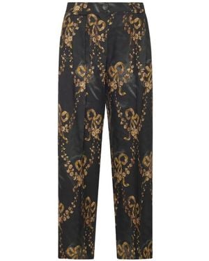 Pierre Louis Mascia Beatex Floral-Print High-Waisted Trousers - Black