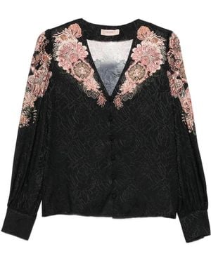 Twinset Floral-Lace Shirt - Black