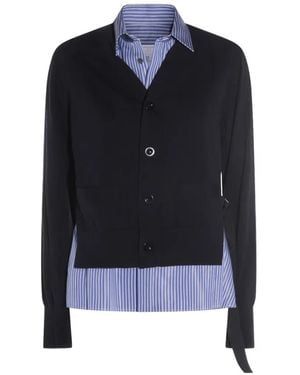 Sacai Gestreifter Cardigan Mit Knöpfen - Blau