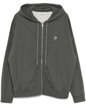 Maison Kitsuné Fox Head Zipped Oversize Hoodie - Grey