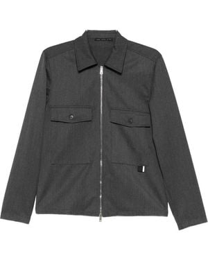 Low Brand Point-Collar Zip Shirt Jacket - Gray