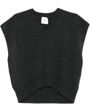 Marella Top Smanicato Con Scollo A V - Nero