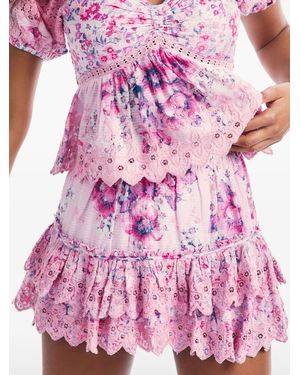 LoveShackFancy Cairo Floral Ruffled Mini Skirt - Pink
