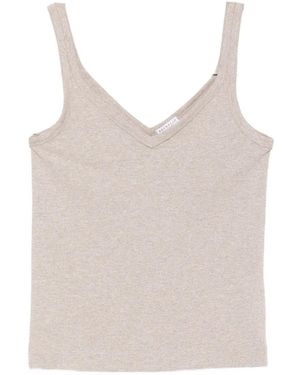 Brunello Cucinelli V-Neck Metallic-Effect Top - Natural