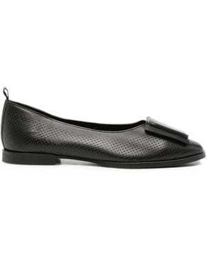 SERGIO MORETTI FIRENZE Perforated Ballet Flats - Black