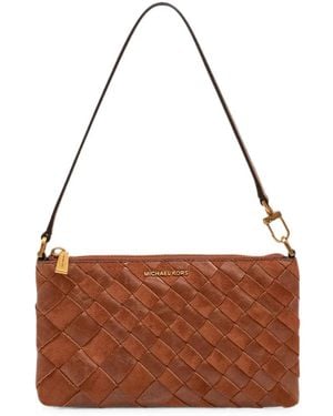 MICHAEL Michael Kors Jet Set Woven Leather Clutch Bag - Brown