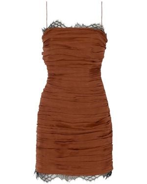 Raquel Diniz Ambra P Lace-Trim Ruched Mini Dress - Brown