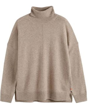 Chinti & Parker Roll-Neck Side-Split Sweater - Brown