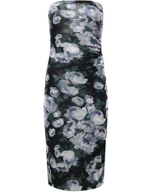 Stella McCartney Vestido Floral De Palabra De Honor - Gris