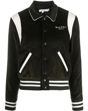 Sporty & Rich Bomberjacke Mit Logo-Stickerei - Schwarz