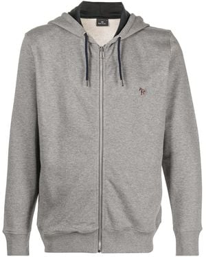 Paul Smith Ps Door Paul Smith Zebra Logo Cotton Zip Up Hoodie - Grijs
