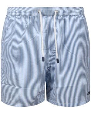MC2 Saint Barth Vertical-Striped Drawstring Swim Shorts - Blue