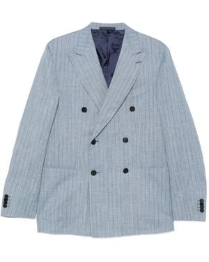 Caruso Aida Pinstripe Double-Breasted Blazer - Blue
