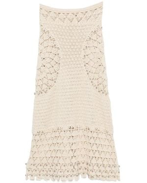 Rabanne Crochet-Fabric Bead-Embellished Maxi Skirt - Natural