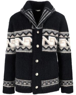 Borgo Asolo Geometric-Pattern Shawl-Collar Jacket - Black