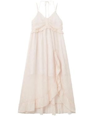 B+ AB Ruffled-Trim Asymmetric Dress - White