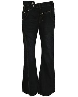 ANDERSSON BELL Twist Fold Flare Jeans - Black
