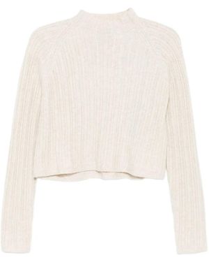 Maje Ribbed High-Neck Jumper - White