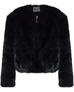 Stand Studio Zip-Up Faux Fur Jacket - Black