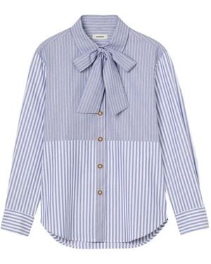 Sandro Striped Shirt With Removable Tie - Blue