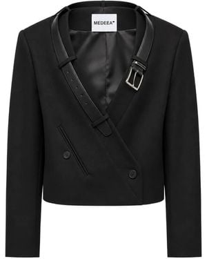 MEDEA Belt-Detail Wool Jacket - Black