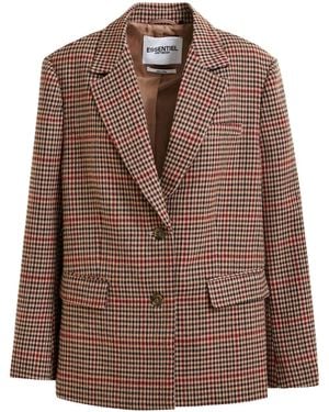 Essentiel Antwerp Check-Pattern Single-Breasted Blazer - Brown