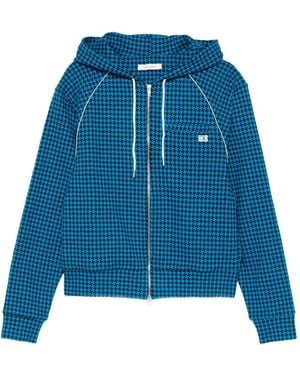 Wales Bonner London Patterned Zip-Up Hoodie - Blue
