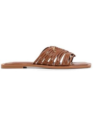 KARL LAGERFELD Strappy Logo-Plaque Sandals - Brown